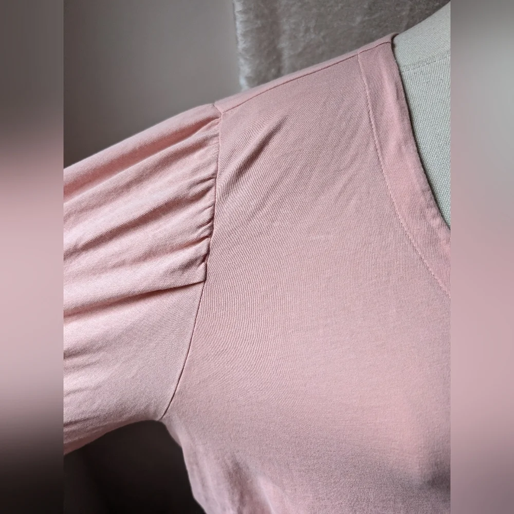 J Jill Baby Pink Cotton 3/4 Sleeve Puff Sleeve Soft 2x - Picture 3 of 5